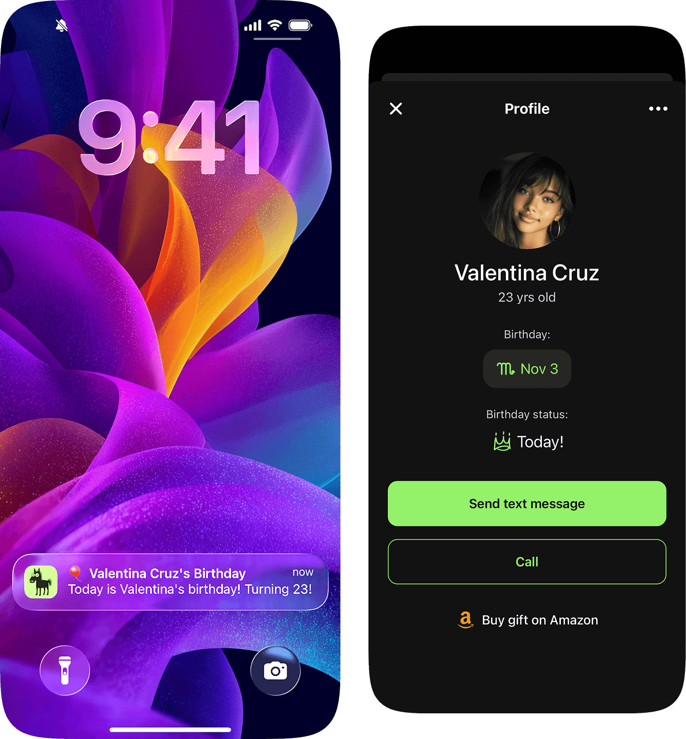 Pinata app screens showing celebration and profile